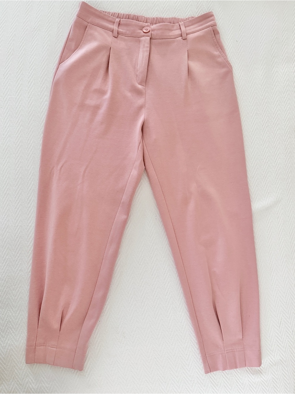 Amazon Pink High-Waist Pleated Tapered Jogger Pants